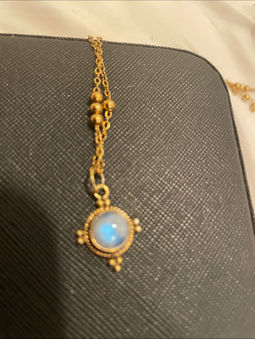 Gold blue Moonstone Pendant Necklace - Women's Jewelry
